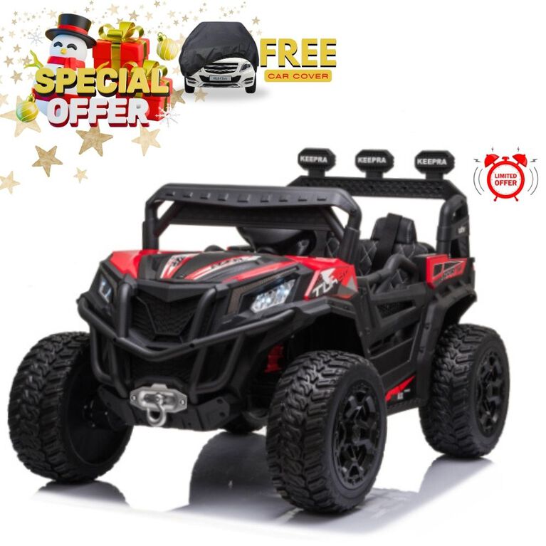 KidsVip 12V Kids and Toddlers Junior Sport Utility Ride On Buggy/UTV w/Remote Control - Red - English Edition