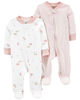 Carter's Two Pack Two Way Zip Cotton Sleep And Plays Pink  