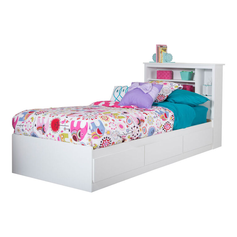 South Shore Fusion Twin Mates Bed (39") with 3 Drawers, Pure White