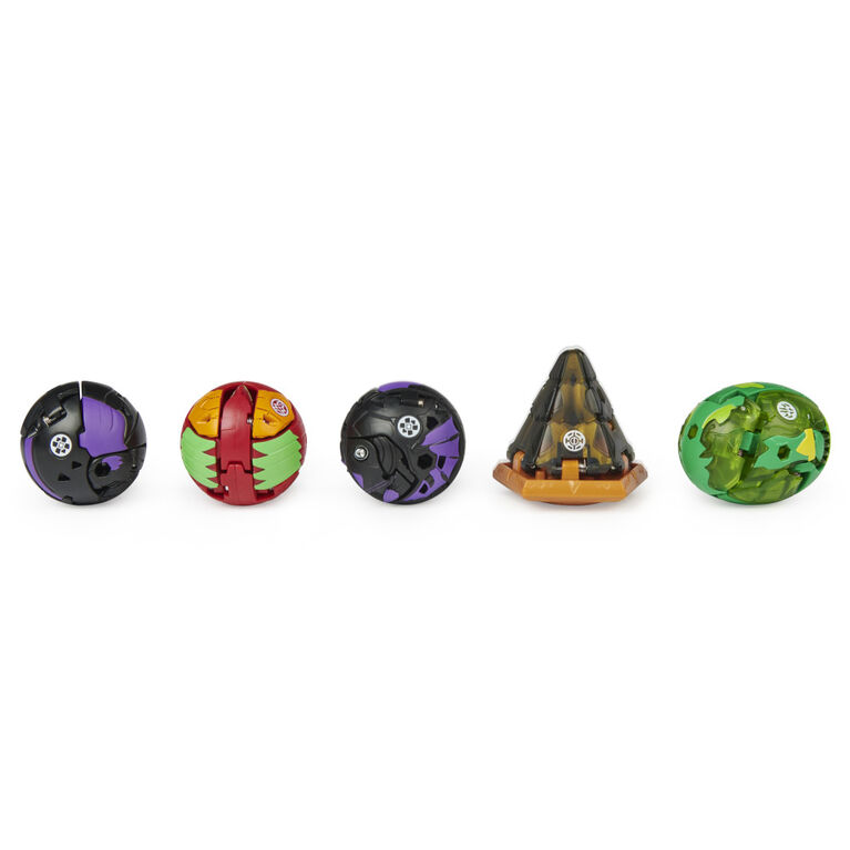Bakugan Geogan Brawler 5-Pack, Exclusive Viperagon and Sluggler Geogan and 3 Bakugan Collectible Action Figures