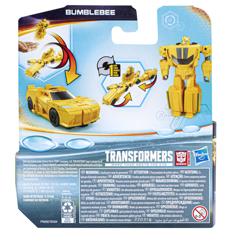 Transformers Earthspark, figurine Bumblebee Flip Changer 1 étape de 10 cm