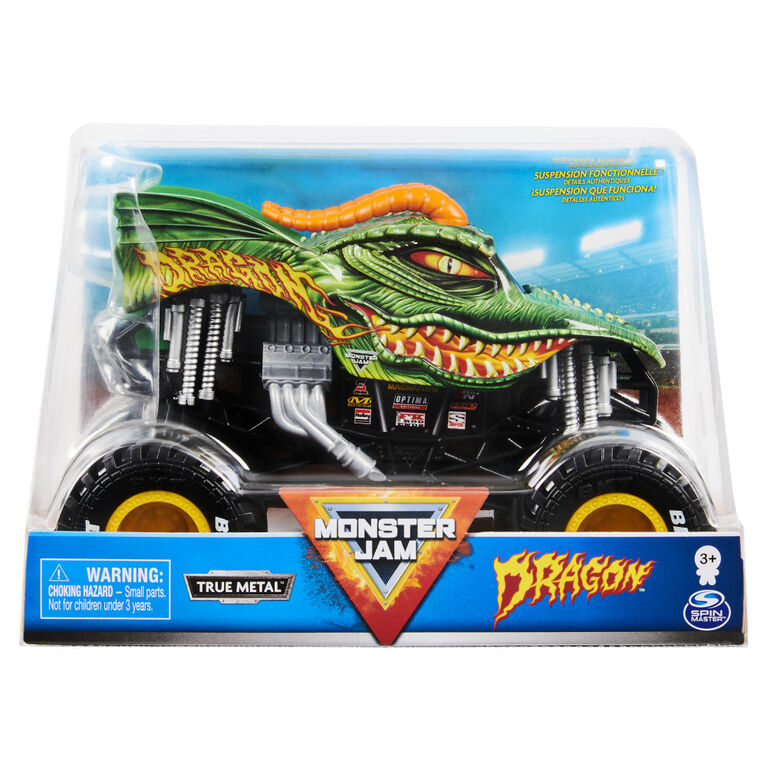 Monster Jam, Official Dragon Monster Truck, Die-Cast Vehicle, 1:24 Scale
