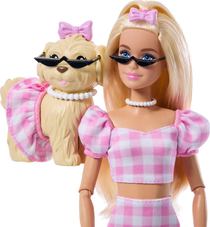 Barbie Twinning Looks Fashion Doll with Pet Dog, Matching Pink Clothes & Accessories, Blonde