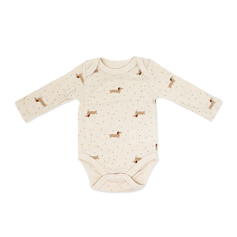 Baby Mode 3 Piece Fleece Jogger Set:Brown Dog