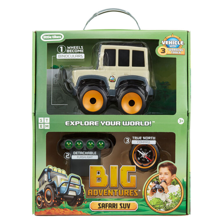 Big Adventures Safari SUV STEM Toy Vehicle with Binoculars, Flashlight, and Compass