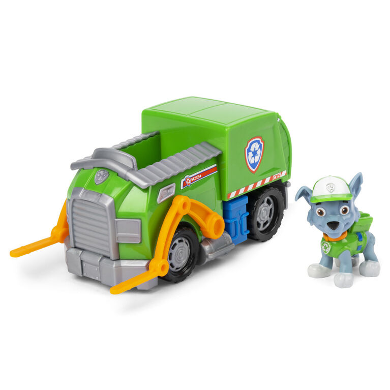 PAW Patrol, Camion de recyclage de Rocky avec figurine à collectionner