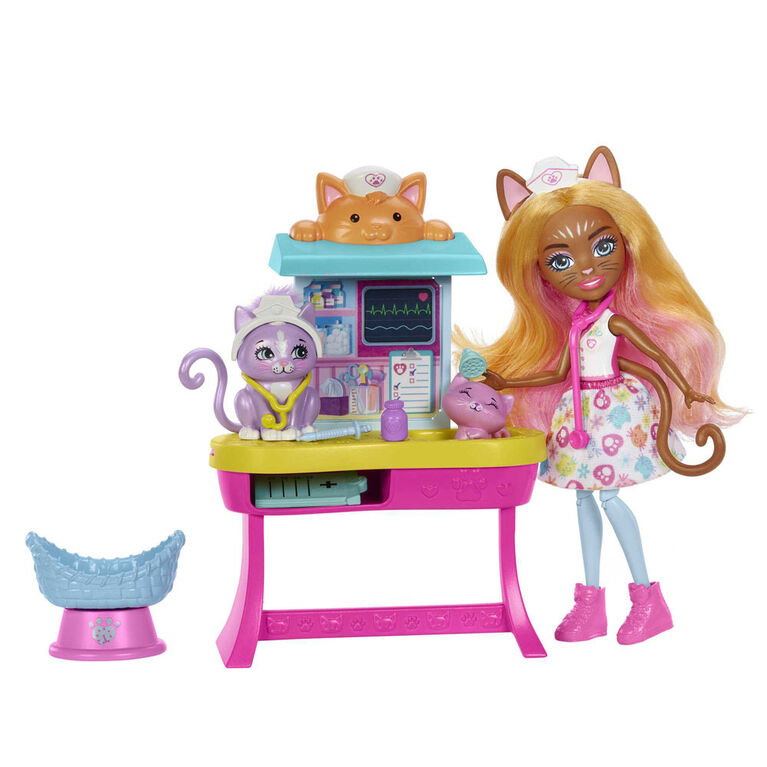 Enchantimals-Poupée et coffret Bêtes Citadines Cabinet du Docteur Chat - Notre exclusivité