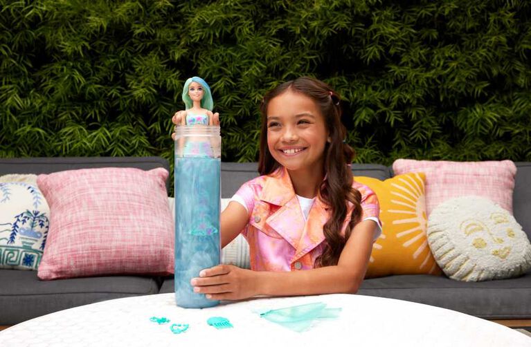 Barbie Color Reveal Mermaid Series Doll & Accessories with 6 Surprises, Color-Change Hair