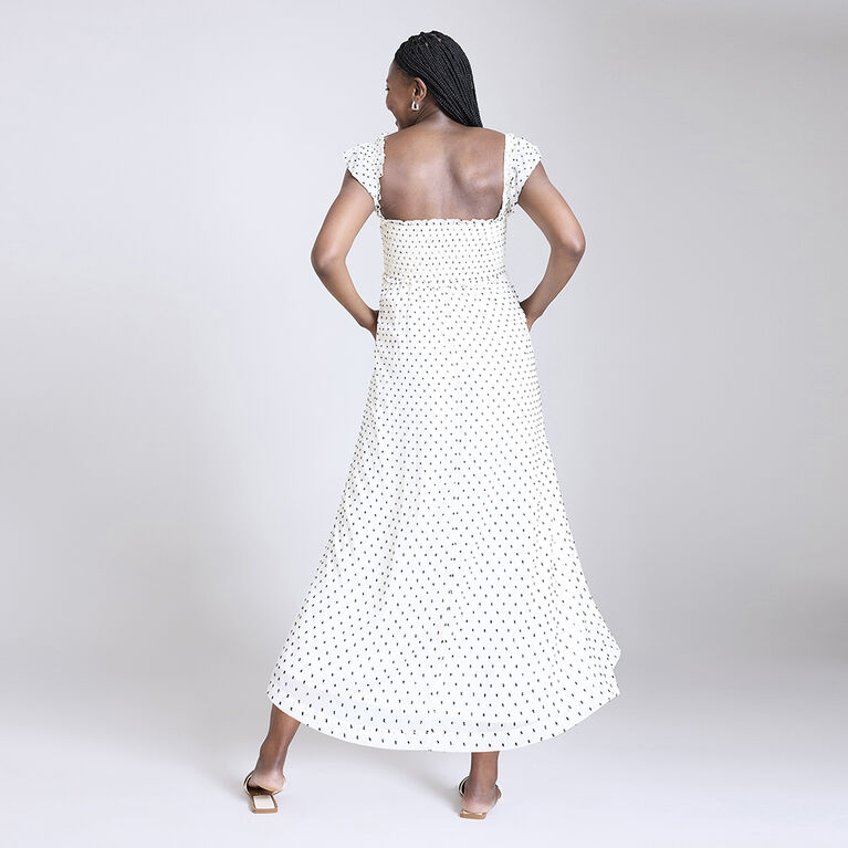 Motherhood Robe Midi Smock&eacute;e &Agrave; Manches &Agrave; Volants