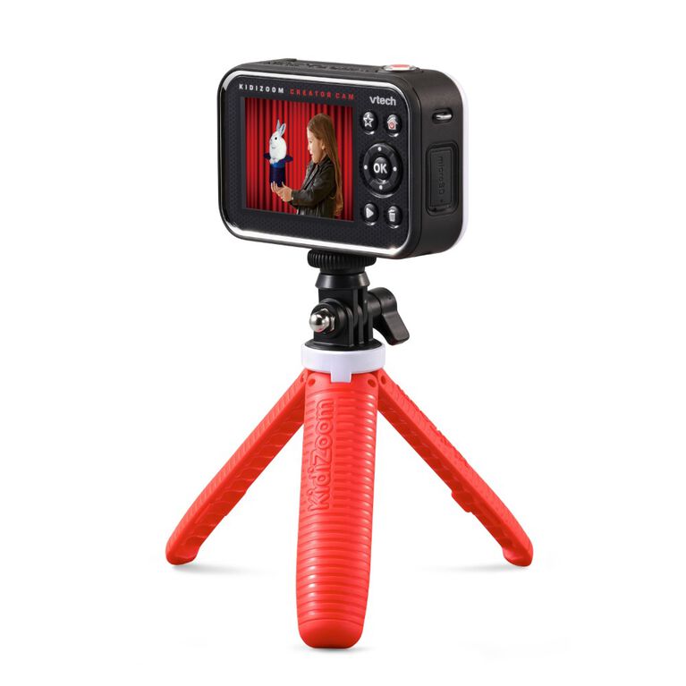 VTech KidiZoom Creator Cam, appareil photo haute définition pour enfants, écran vert inclus, caméra à selfie à rabattre, bâton/trépied à selfie, minuteur automatique