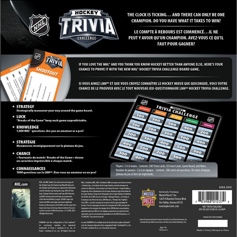 Masterpieces Puzzle Company Jeu De NHL Hockey Trivia Challenge - Édition anglaise