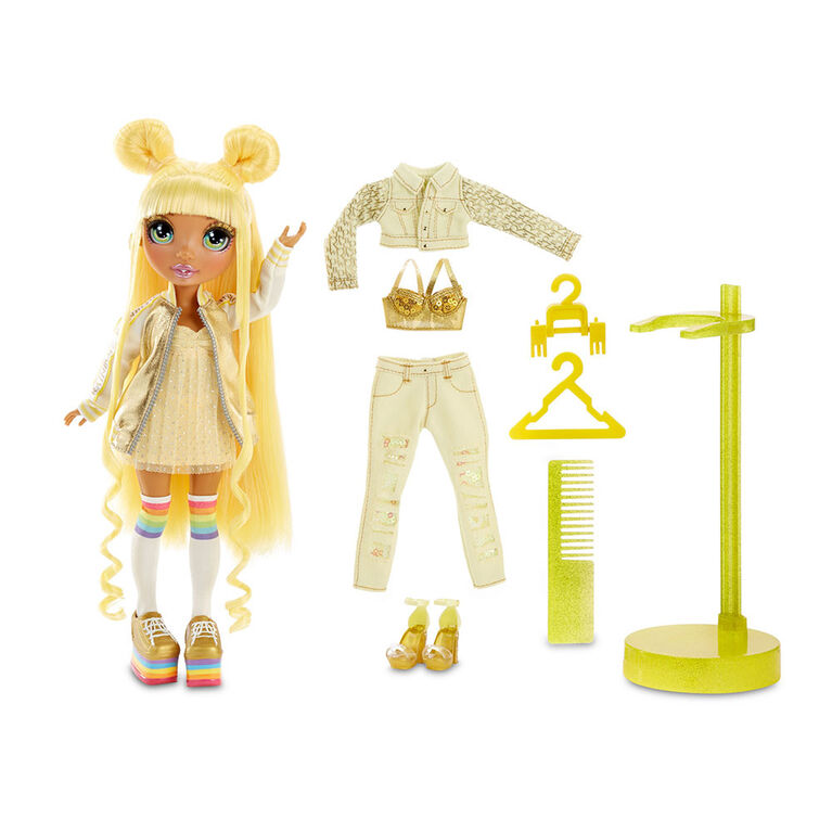 Rainbow High Sunny Madison : poupée-mannequin jaune avec 2 tenues