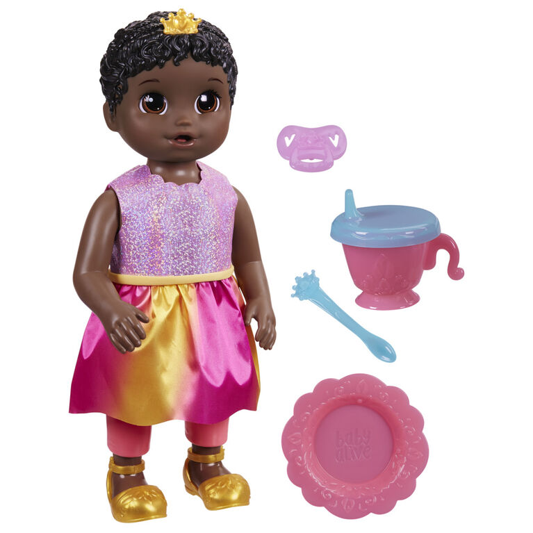 Baby Alive Poupée Princesse Ellie grandit !, cheveux noirs