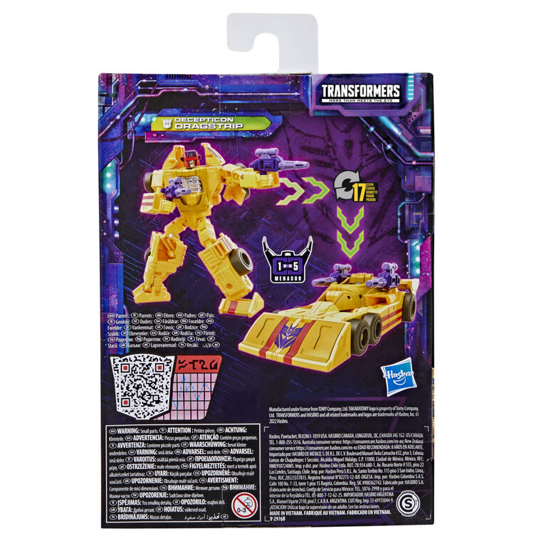 Transformers Generations Legacy, figurine Decepticon Dragstrip classe Delux