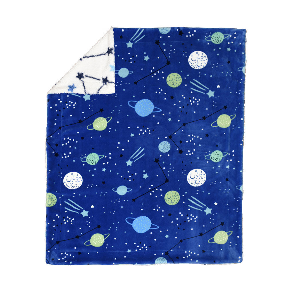 Baby s First by Nemcor Reversible Ultimate Sherpa Baby Blanket Space