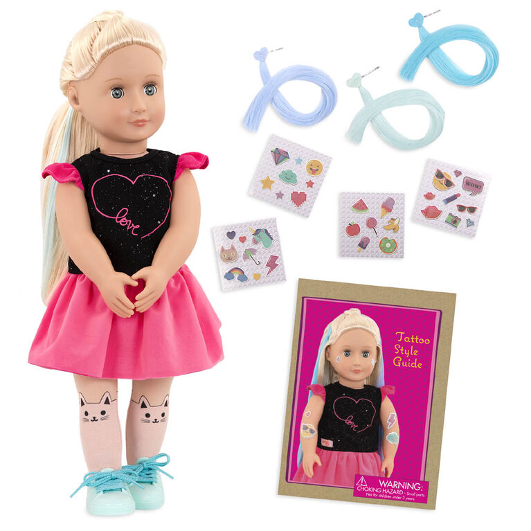 Our Generation, Luana "Ready To Glow", 18-inch Deco Doll with Glow-in-the-Dark Tattoos