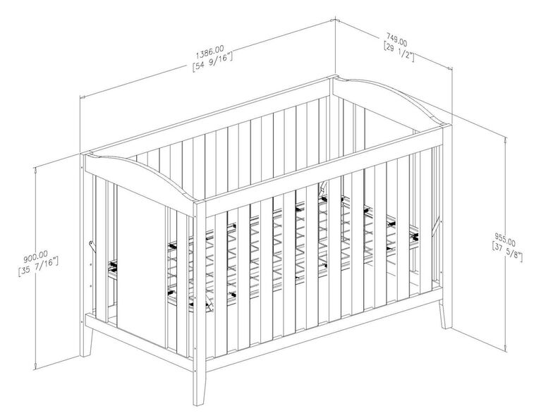 Angel 3 in 1 Convertible Crib Pure White