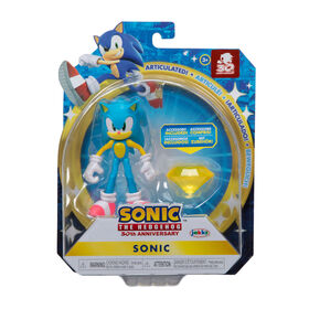 &nbsp;&nbsp;Figurine de 4 pouces Sonic - Sonic moderne (NEON) avec &Eacute;meraude de chaos jaune comme accessoire
