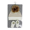 Baby Mode Ivory Knit Hat & Bootie Set 0-6M