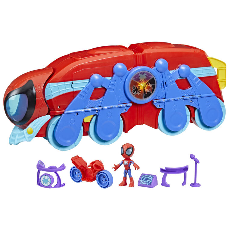 Marvel Spidey and His Amazing Friends Spider Crawl-R 2-in-1 Headquarters Playset, Preschool Toy with 2 Modes, Lights, Sounds
