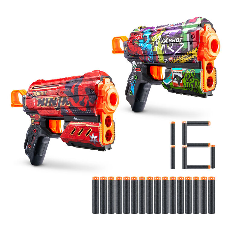 Zuru X-Shot Skins Flux Dart Blaster with 16 Darts (2 Pack)