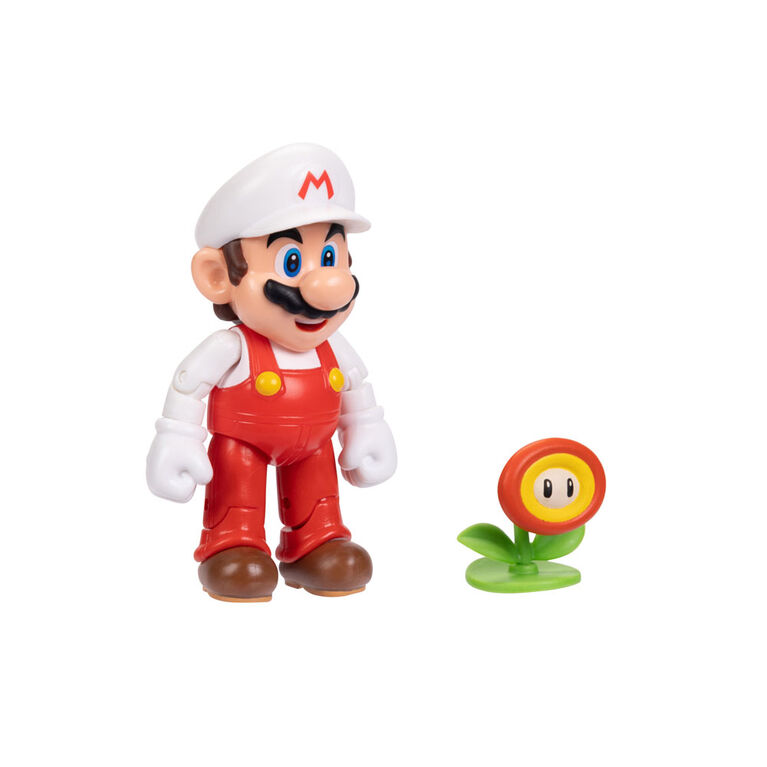 Super Mario 4 Inch Figure - Fire Mario with Fire Flower