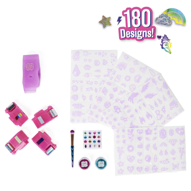 Cool Maker, Shimmer Me Body Art with Roller, 4 Metallic Foils and 180 Designs, Temporary Tattoo Kids Toys