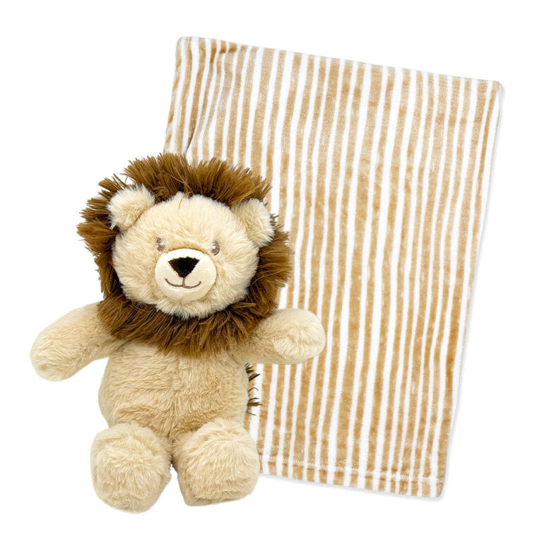 Couverture polaire avec jouet Lion beige