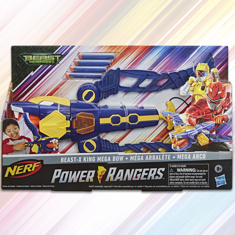 Power Rangers - Beast Morphers Beast-X King Mega Bow Toy, Nerf Dart Firing Action - R Exclusive
