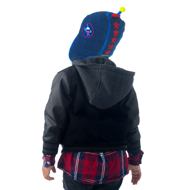 FlapJackKids - Baby, Toddler, Kids, Boys - Water Repellent Trapper Hat - Sherpa Lining - Dino/Astronaut - Medium 2-4 years