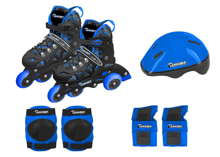 Chicago Skates Adjustable Blue Rollerblade Combo Set Size - 1-4