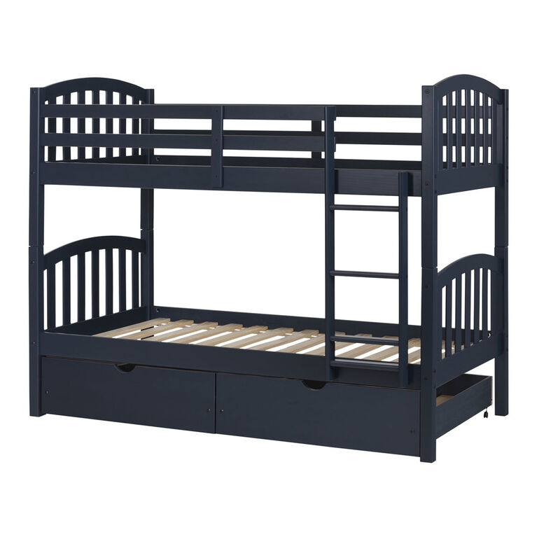 South Shore, Bunk Beds and Rolling Drawers Set - Navy Blue