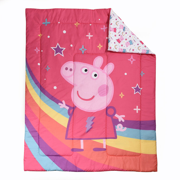 Ensemble de 4 pièces de literie Peppa Pig avec couette réversible, drap-housse, drap plat et taie d'oreiller par Nemcor