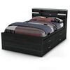 Cosmos Bookcase Headboard with Storage- Black Onyx and Charcoal