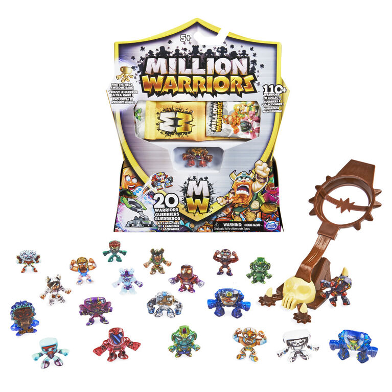 Million Warriors, 20-Pack Collectible Figures, 1 Launcher, Collector's Poster, Guaranteed 1 Rare Warrior in Every Pack (Styles May Vary)