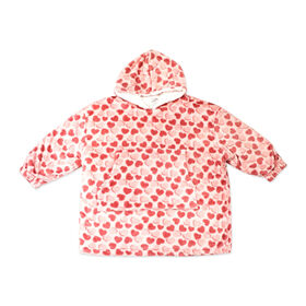 Jesse & Lulu Lounge Oversized Hooded Blanket: Pink Heart L/XL