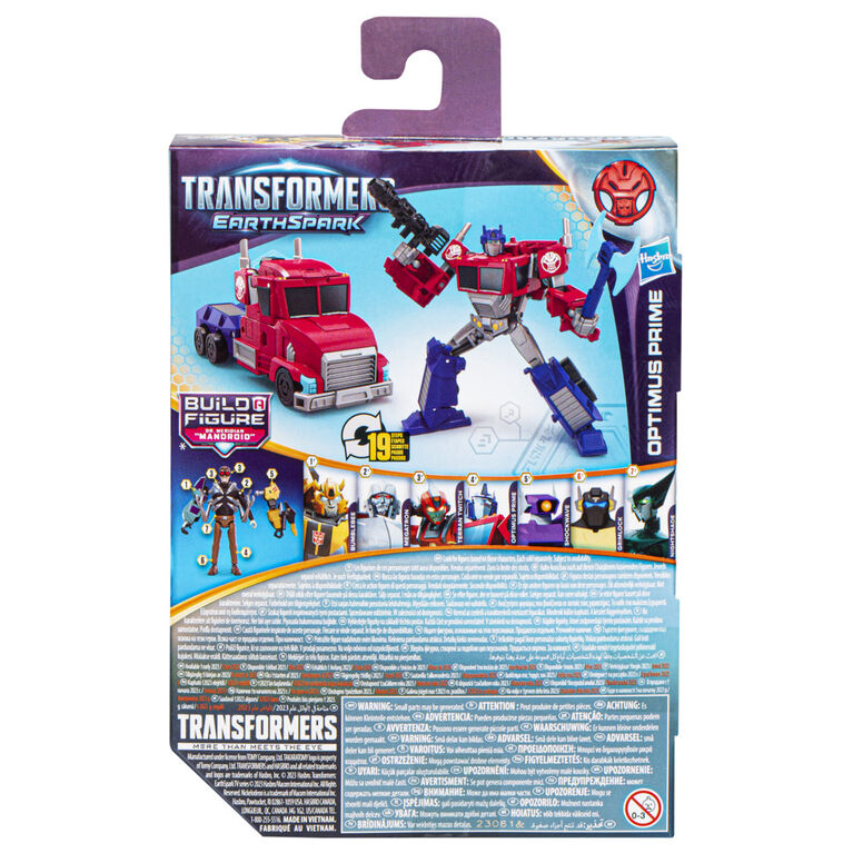 Transformers EarthSpark, figurine Optimus Prime classe Deluxe de 12,5 cm, jouet robot