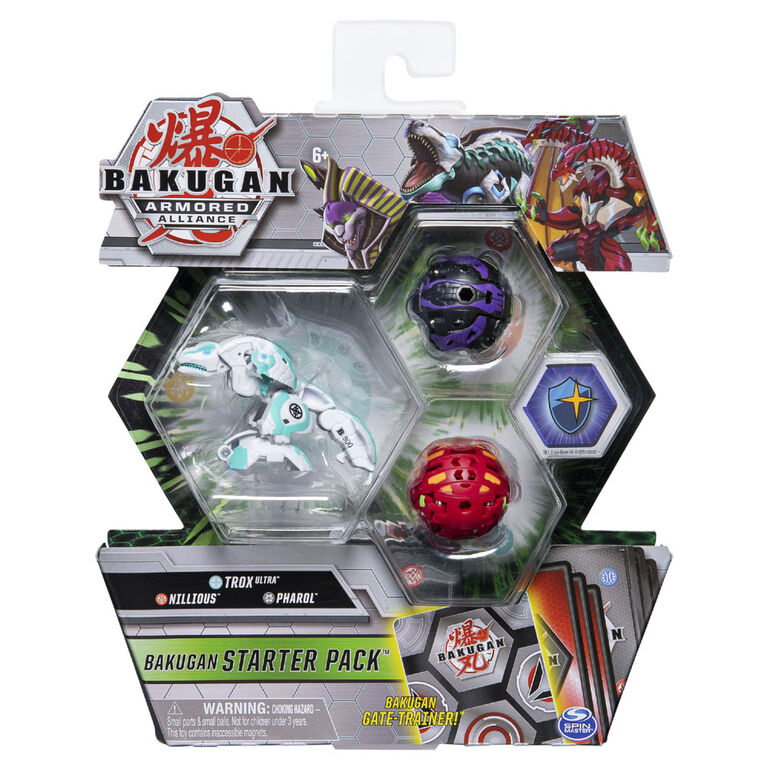 Bakugan Starter Pack 3-Pack, Trox Ultra, Armored Alliance Collectible Action Figures