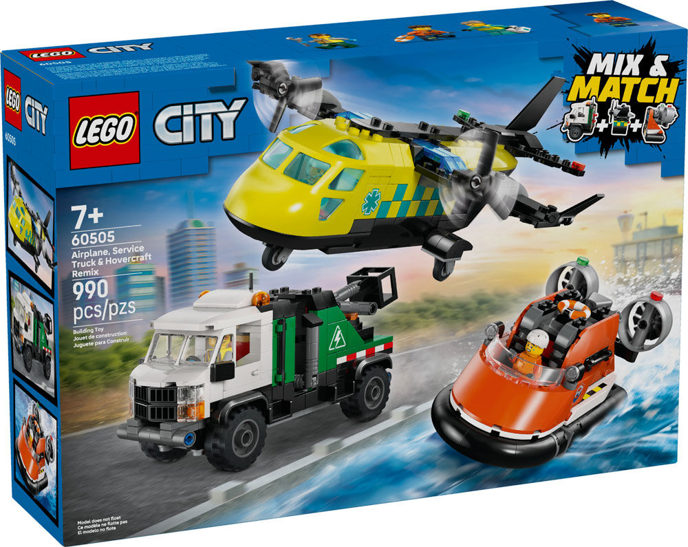LEGO City Airplane, Service Truck & Hovercraft Remix Building Toy for Kids, Ages 7+ - 60505