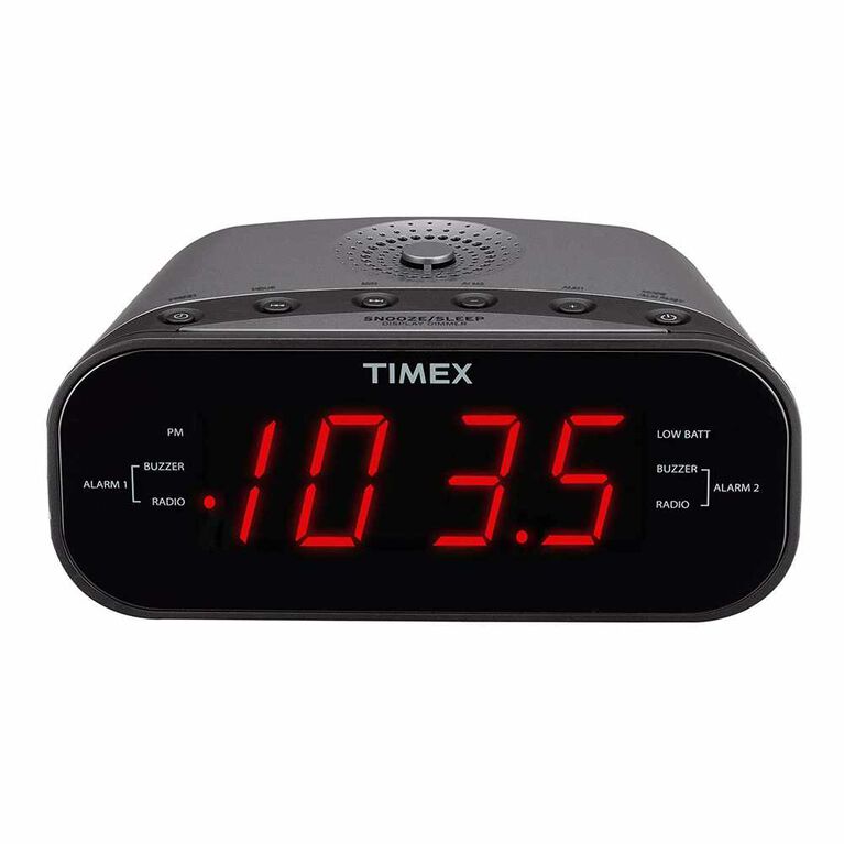 iHome Dual Alarm Clock Radio with 1.2 inch Red Display Grey