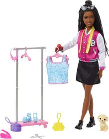 Barbie "Brooklyn" Stylist Doll and 14 Accessories Playset, Wardrobe Theme with Puppy and Clothing Rack