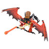 How To Train Your Dragon, Krochefer et Rustik le Morveux, dragon avec figurine Viking en armure.