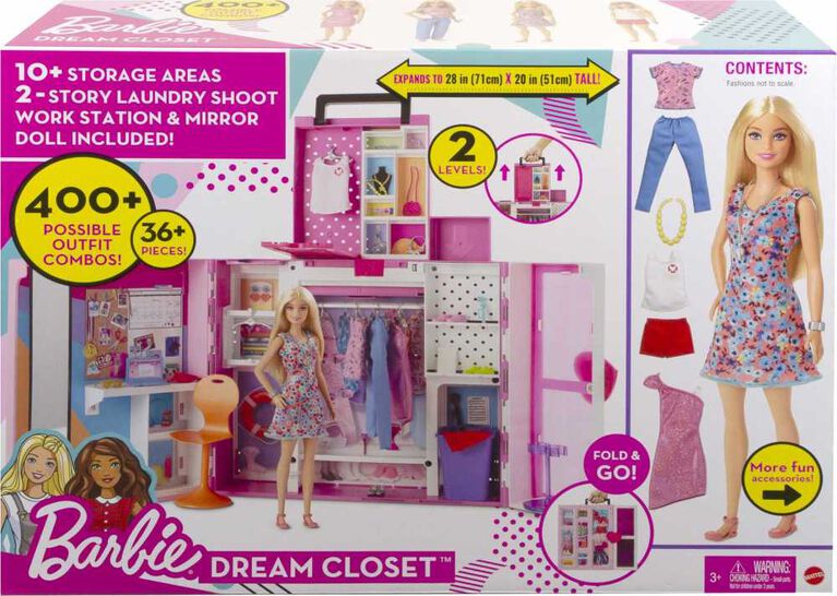 Barbie Toys - Dream Closet Playset with Doll, Clothes and Accessories