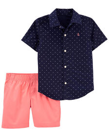 Ensemble 2 pièces chemise boutonnée bleu marine et short Carter’s 4T