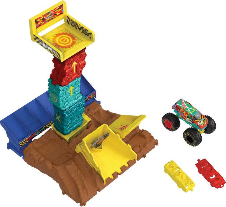Hot Wheels Monster Trucks Arena Smashers Demo Derby Défi Saut de véhicule