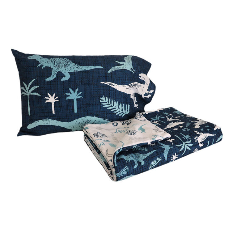 3-Piece Toddler Bedding Set, Blue Dinosaur