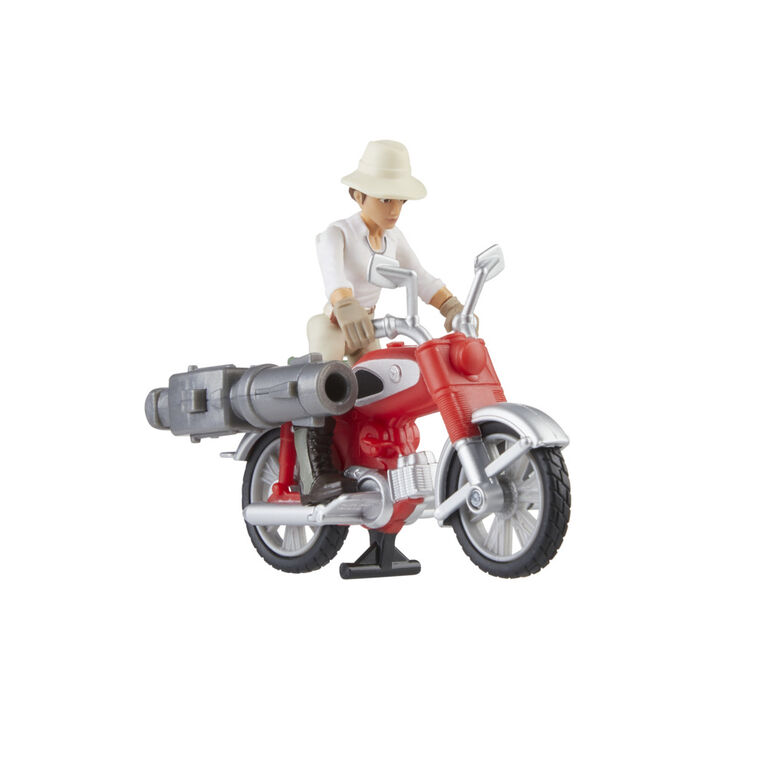 Indiana Jones Worlds of Adventure Helena Shaw with Motorcycle, 2.5 Inch Action Figure & Vehicle Set, Indiana Jones Toys