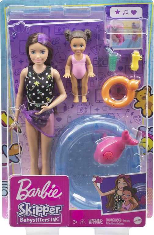 Barbie Skipper Babysitters Inc. Dolls & Playset with Babysitting Skipper  Doll, Toddler Small Doll with Color-Change Swimsuit, Kiddie Pool, Whale  Squirt Toy & Accessories