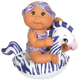 Poup&eacute;e Bout d'chou Petit nouveau-n&eacute; de luxe (Splash et flotte) - maillot z&egrave;bre, yeux bruns