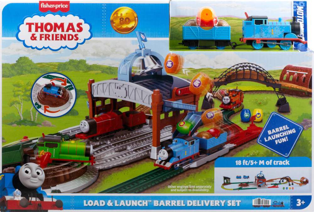 Fisher-Price Thomas & Friends Load & Launch Barrel Delivery Set & Classic Motorized Toy Train